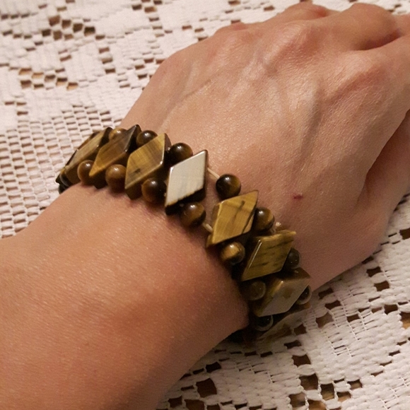 Beaded tigereye Stone stretchy bracelet - Picture 5 of 9